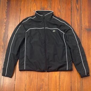 Lacoste Men's Black Windbreaker with White Accents